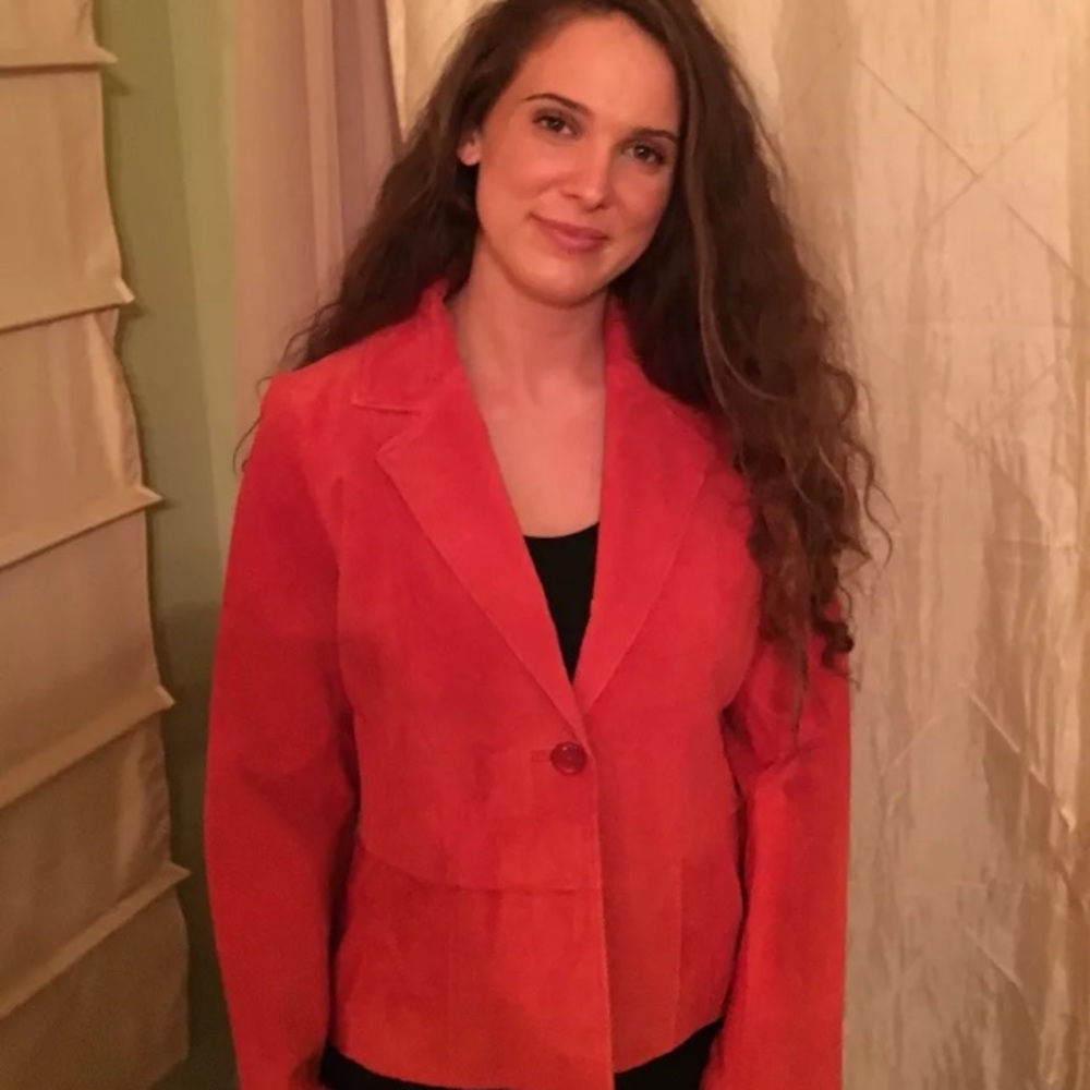 Bernardo Genuine Suede Leather Coral Coat Jacket M